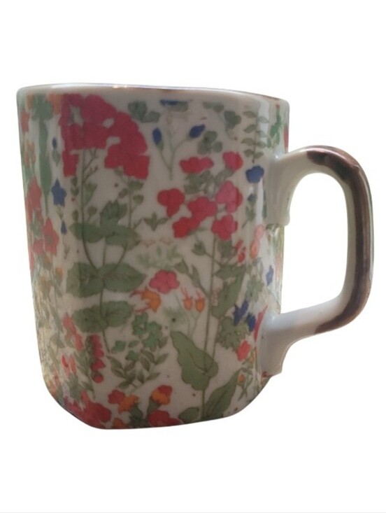 Other - Floral Ceramic Mug - White with Multicolor Flower Print